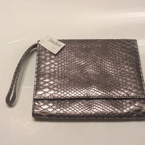 Neiman Marcus Faux Metallic Snake Clutch